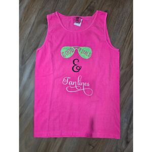 🔺️NWT Neon Pink Good Times & Tan Lines Graphic Sleeveless Top Small